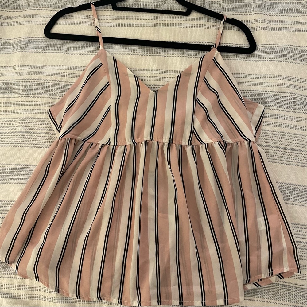 Pink & White Striped Top